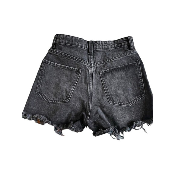 Zara Black Wash Demim Cutoff Button Fly Shorts Womens Size 2 Grunge‎ 90s - Picture 2 of 6